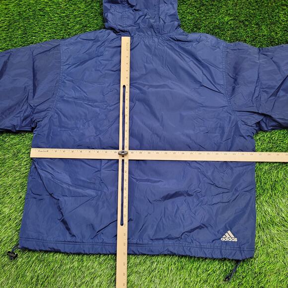 Vintage 90s ADIDAS Hooded Windbreaker Zip Jacket Large 36x27 Boxy Baggy - Picture 4 of 16